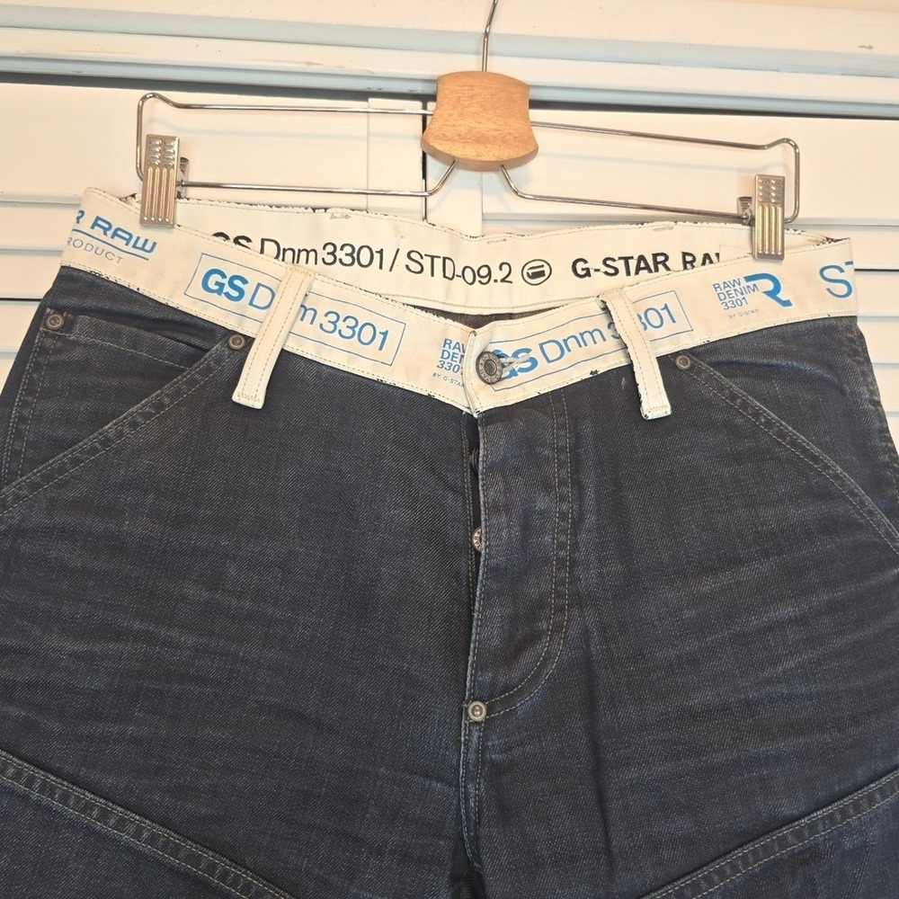 G-STAR RAW Elwood Tapered Band Jeans Men 32 3D Knee Tech Denim Graphic Waistband - Picture 2 of 11